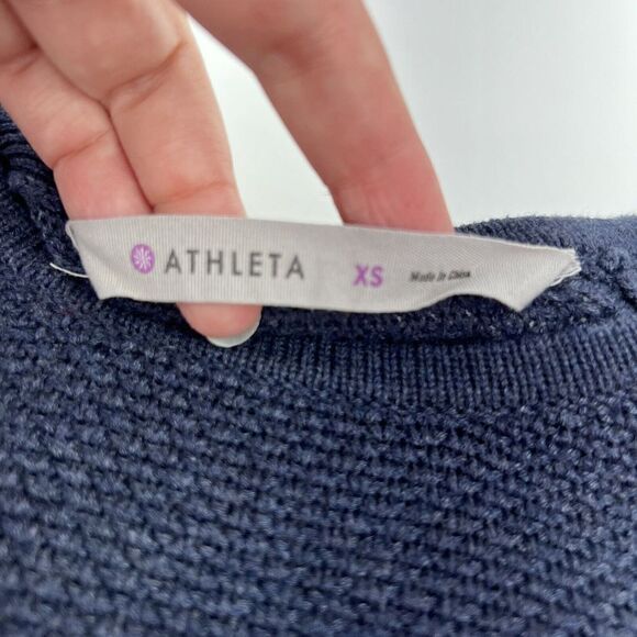 Athleta Varsity Side Zippers Sweater Blue Size XSmall - Picture 3 of 5